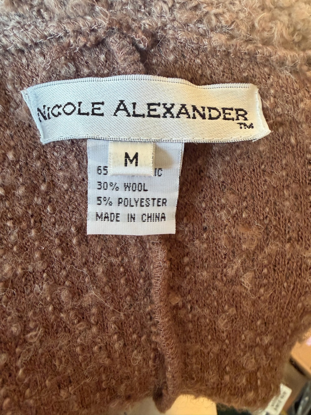Nicole Alexander Brown Faux Fur Trim Bouclé Wool Blend Coat Winter Cozy Outdoors - Picture 3 of 4